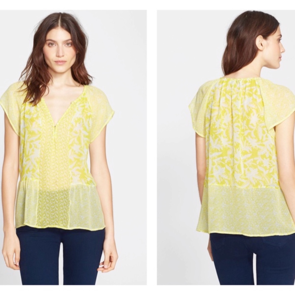 NEW  Joie 'Anerae' Silk Top Yellow-Lime Size  S